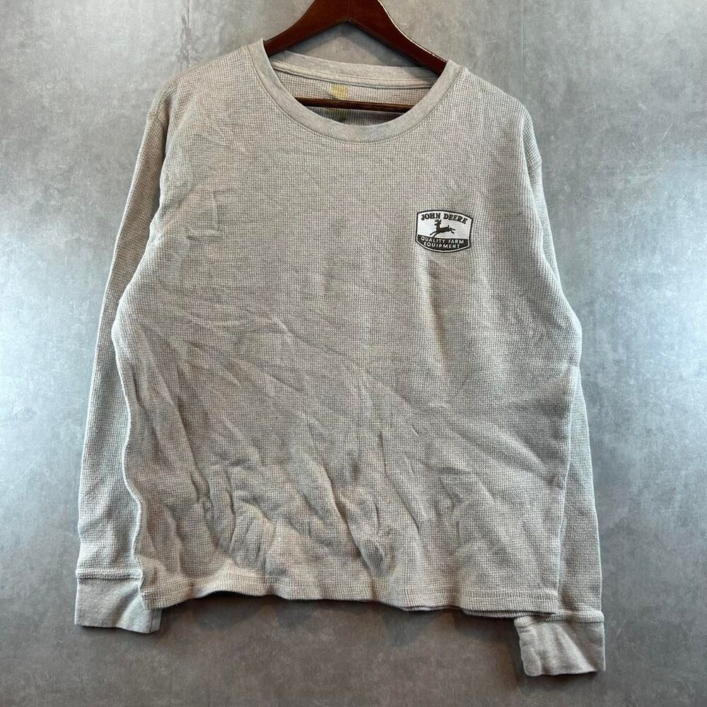 John-deere Men's Grey and Tan Shirt